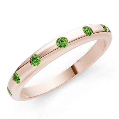 Flush Set Gemstone Wedding Gold Ring