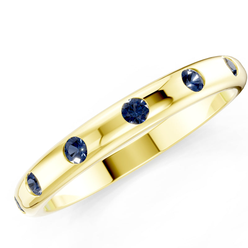 Flush Set Gemstone Wedding Gold Ring