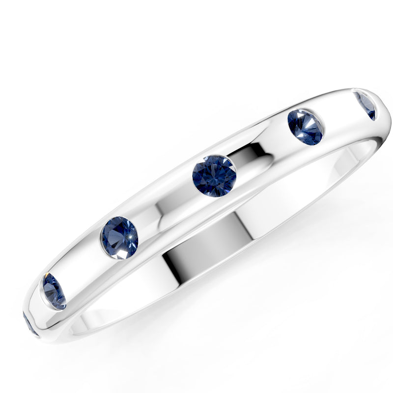 Flush Set Gemstone Wedding Gold Ring
