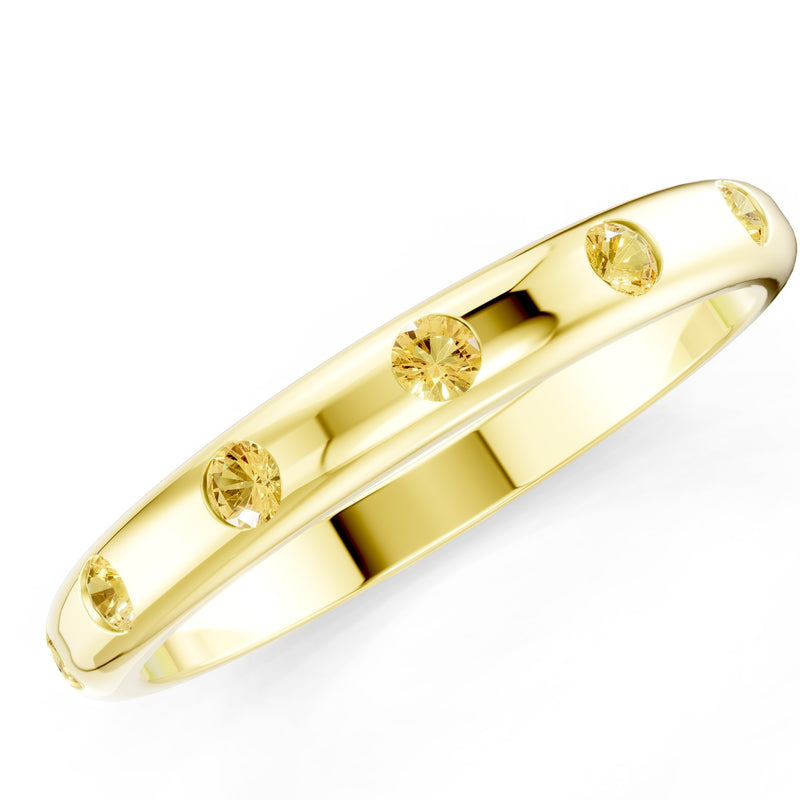Flush Set Gemstone Wedding Gold Ring
