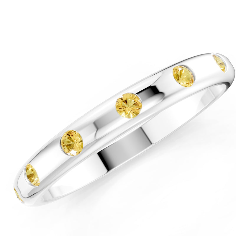 Flush Set Gemstone Wedding Gold Ring
