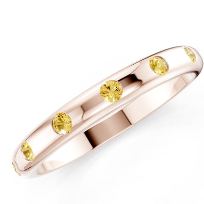 Flush Set Gemstone Wedding Gold Ring