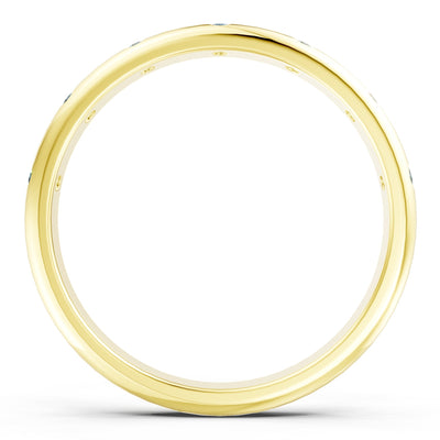 Flush Set Gemstone Wedding Gold Ring