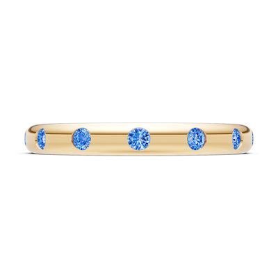 Swiss Blue Topaz Flush Set Stacking Wedding Ring