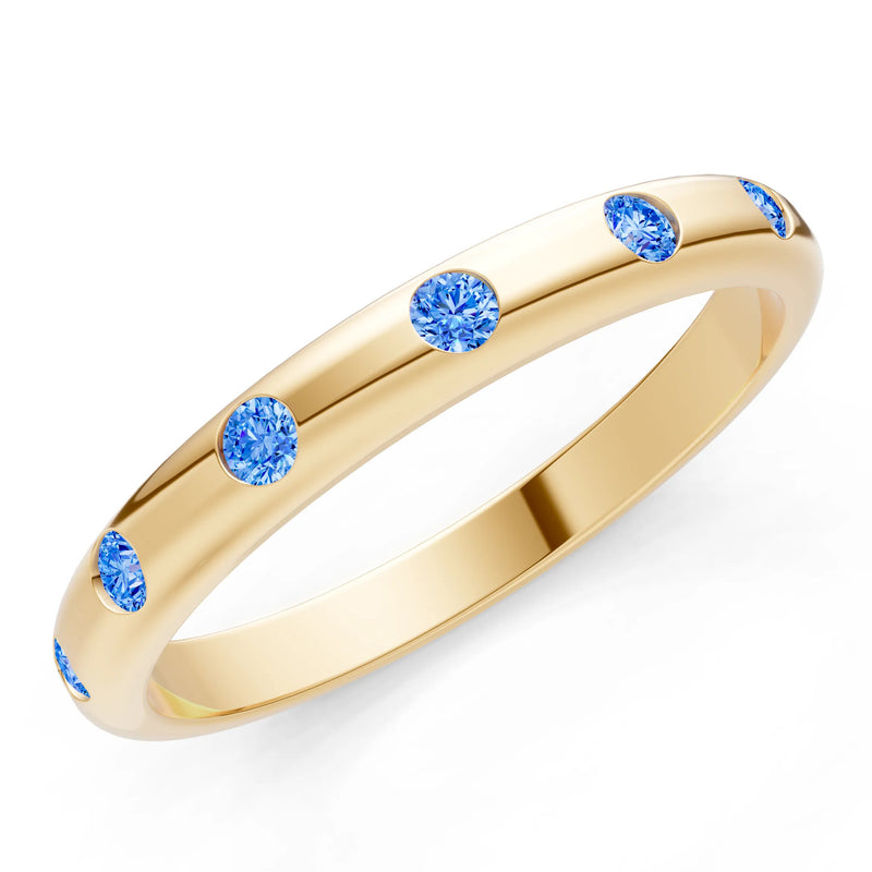 Swiss Blue Topaz Flush Set Stacking Wedding Ring