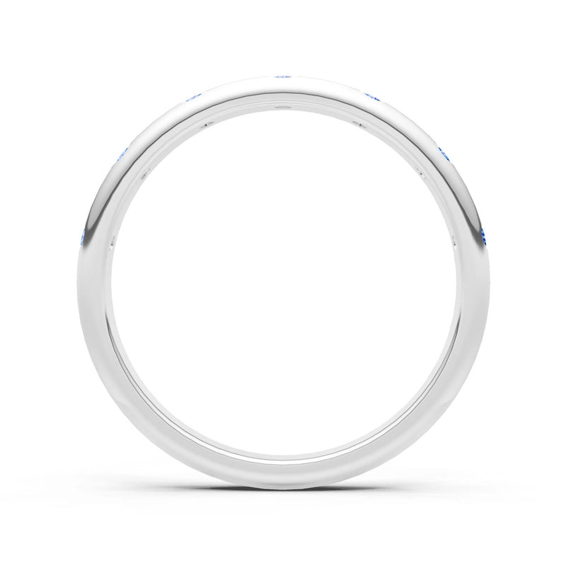 Swiss Blue Topaz Flush Set Stacking Wedding Ring