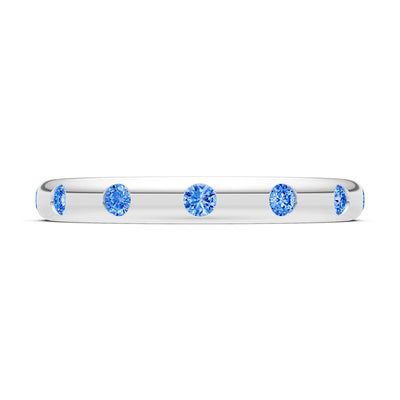 Swiss Blue Topaz Flush Set Stacking Wedding Ring