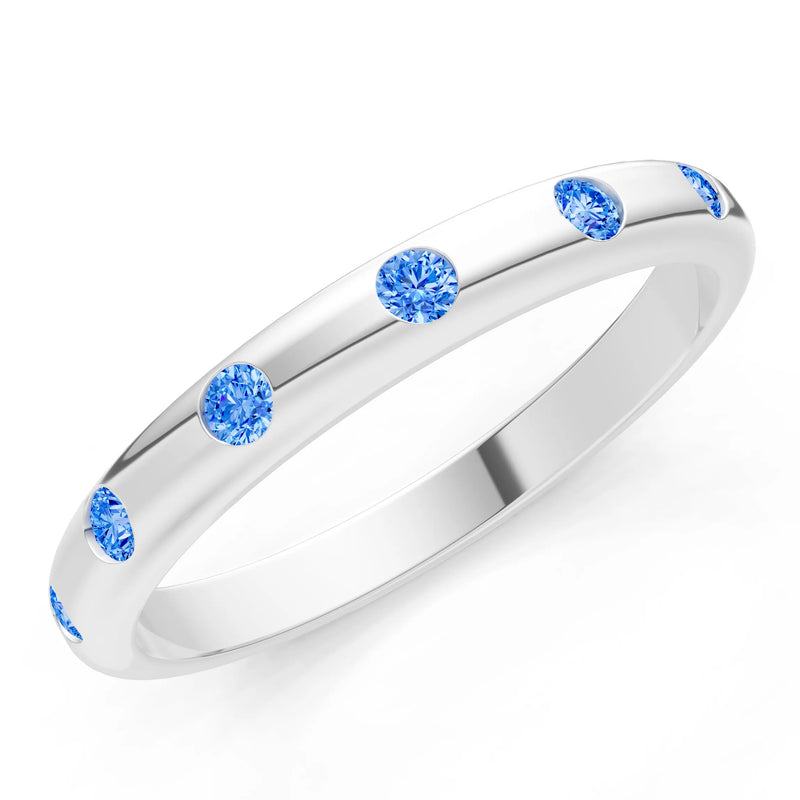 Swiss Blue Topaz Flush Set Stacking Wedding Ring