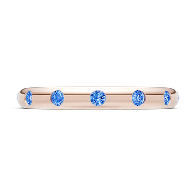 Swiss Blue Topaz Flush Set Stacking Wedding Ring