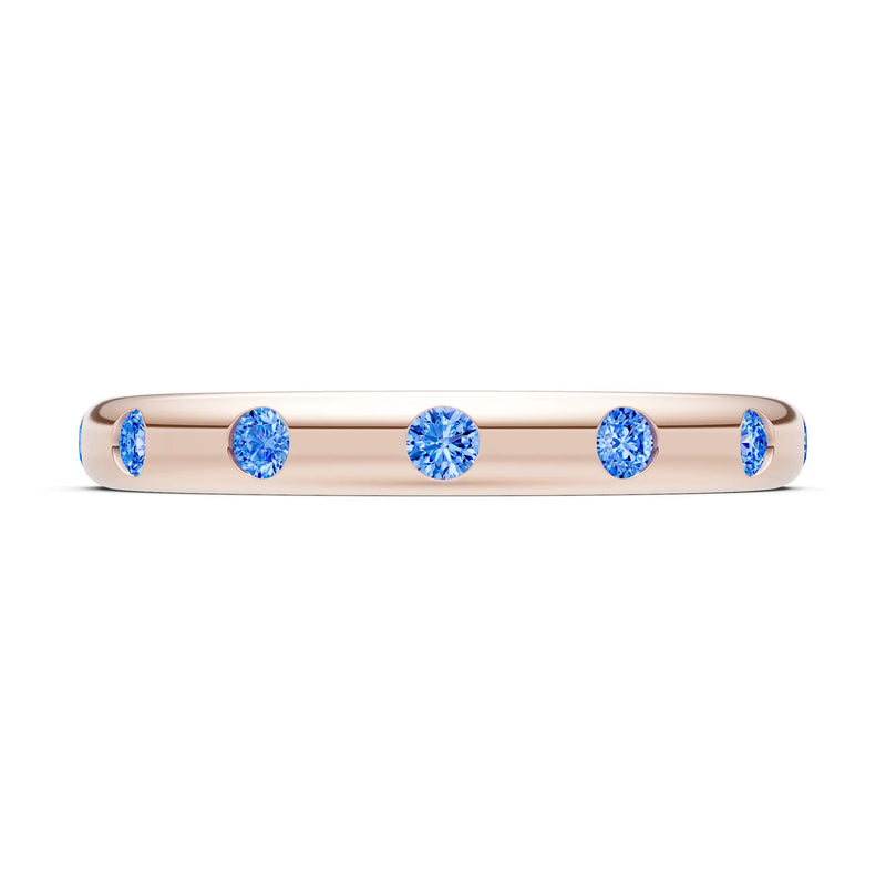 Swiss Blue Topaz Flush Set Stacking Wedding Ring