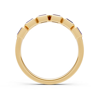 Emerald Cut Gemstone Minimalist Bezel Set Half Eternity Band