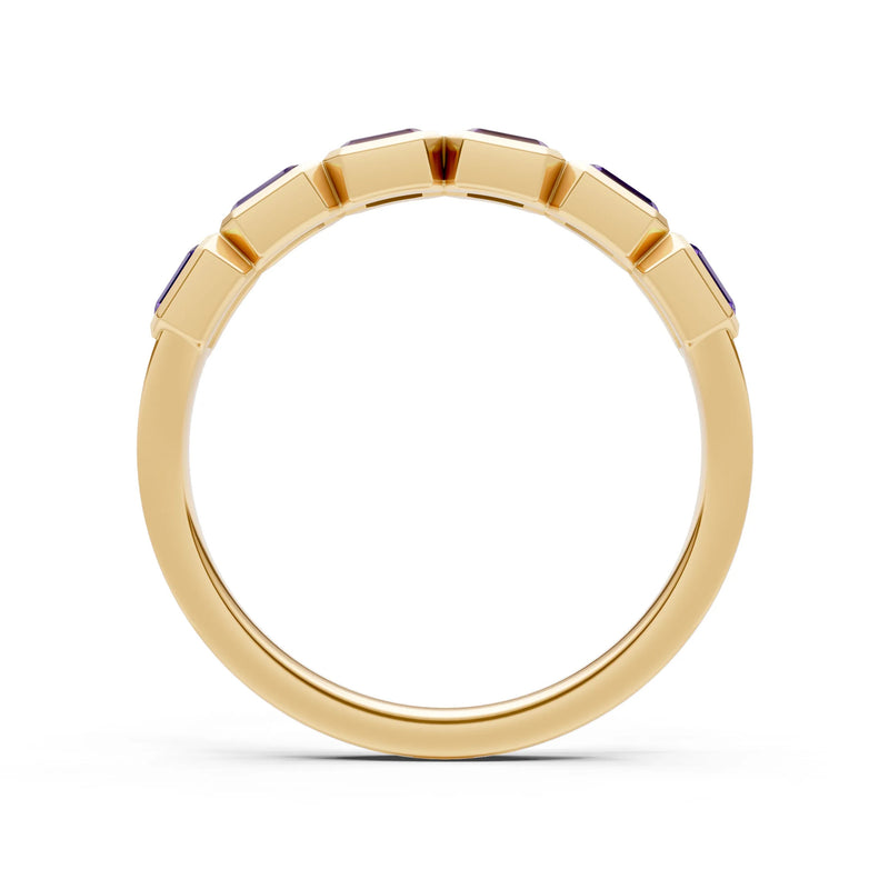 Emerald Cut Gemstone Minimalist Bezel Set Half Eternity Band