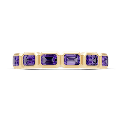 Emerald Cut Gemstone Minimalist Bezel Set Half Eternity Band