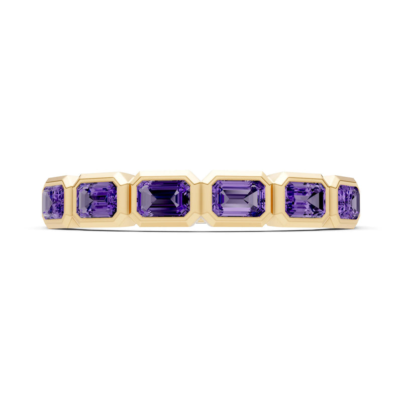 Emerald Cut Gemstone Minimalist Bezel Set Half Eternity Band