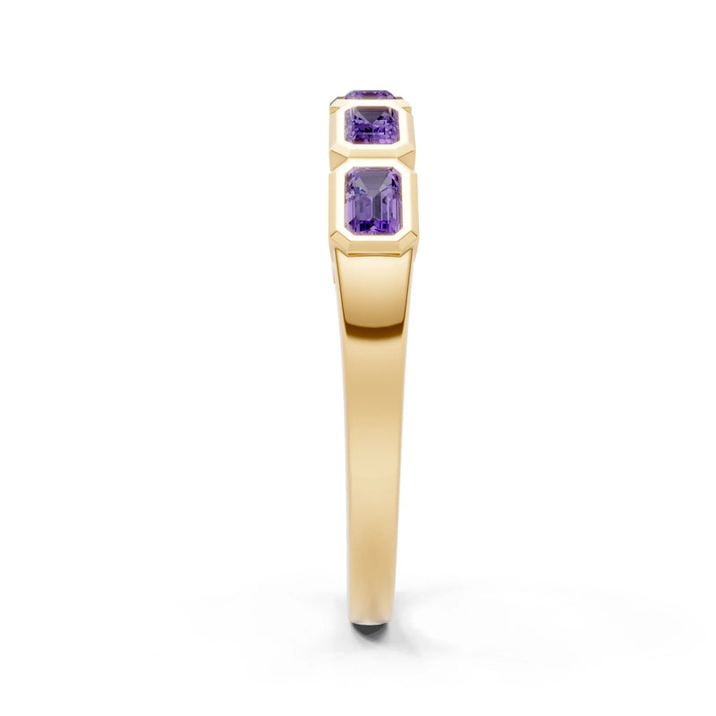 Emerald Cut Gemstone Minimalist Bezel Set Half Eternity Band