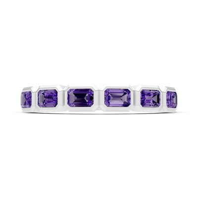 Emerald Cut Gemstone Minimalist Bezel Set Half Eternity Band