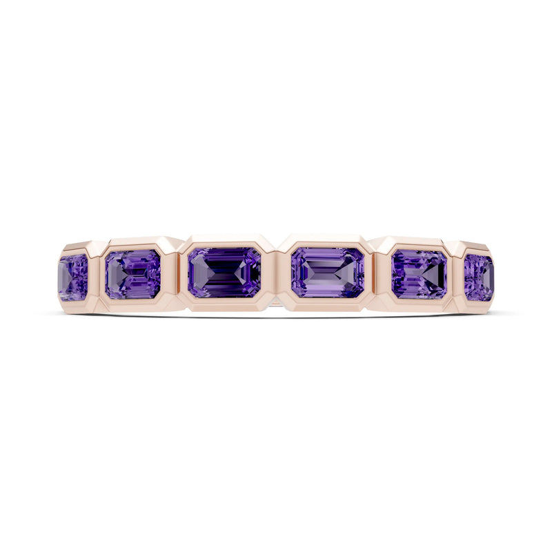 Emerald Cut Gemstone Minimalist Bezel Set Half Eternity Band