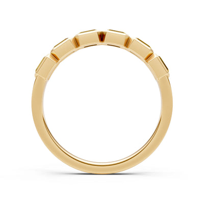 Emerald Cut Gemstone Minimalist Bezel Set Half Eternity Band