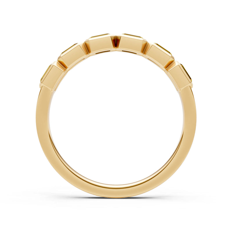 Emerald Cut Gemstone Minimalist Bezel Set Half Eternity Band