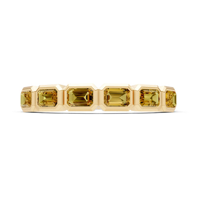 Emerald Cut Gemstone Minimalist Bezel Set Half Eternity Band
