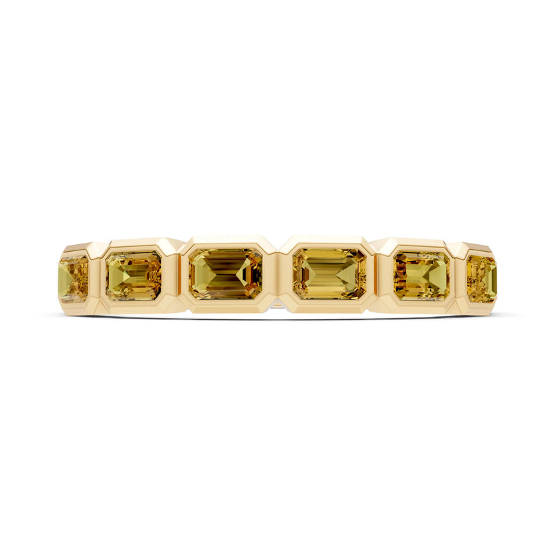 Emerald Cut Gemstone Minimalist Bezel Set Half Eternity Band