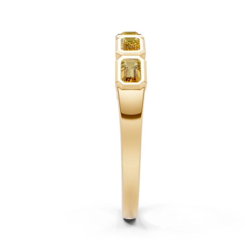 Emerald Cut Gemstone Minimalist Bezel Set Half Eternity Band