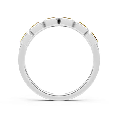 Emerald Cut Gemstone Minimalist Bezel Set Half Eternity Band