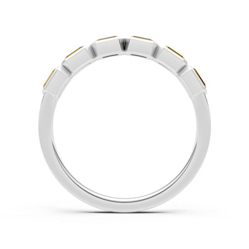 Emerald Cut Gemstone Minimalist Bezel Set Half Eternity Band