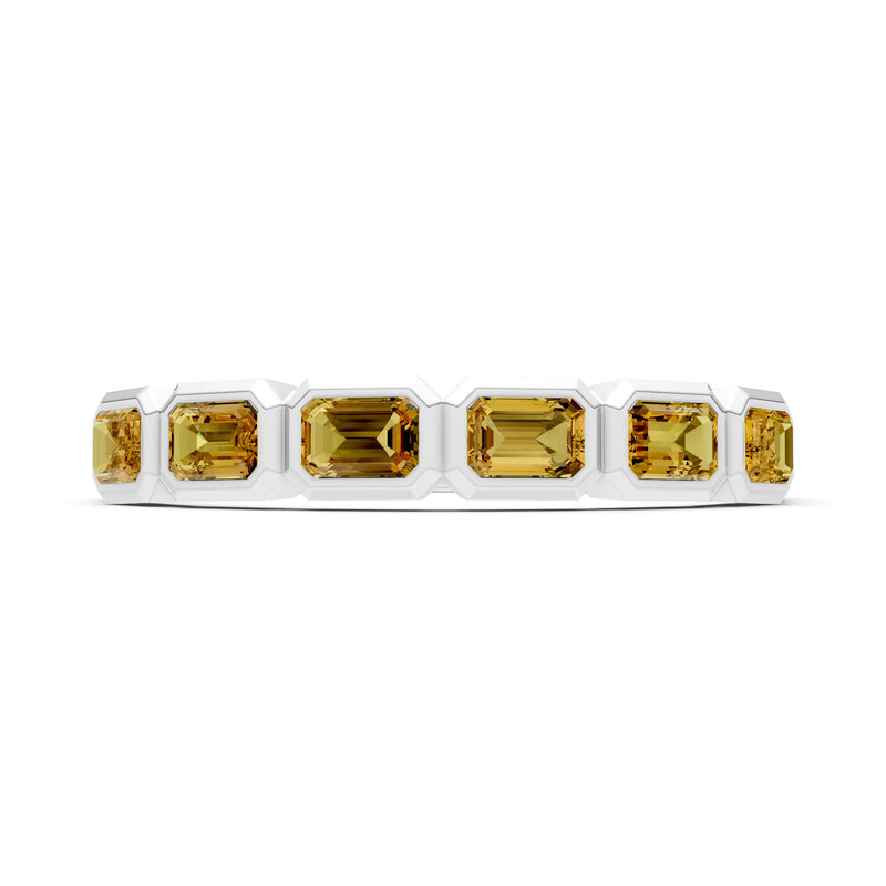 Emerald Cut Gemstone Minimalist Bezel Set Half Eternity Band