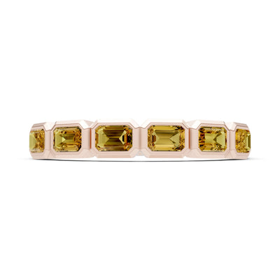 Emerald Cut Gemstone Minimalist Bezel Set Half Eternity Band
