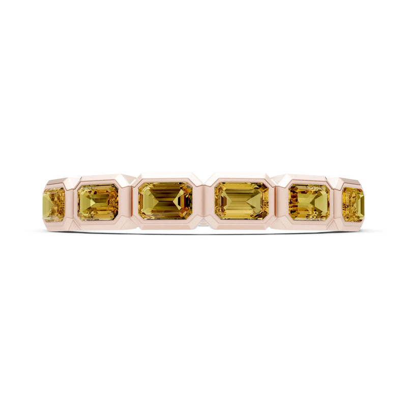 Emerald Cut Gemstone Minimalist Bezel Set Half Eternity Band