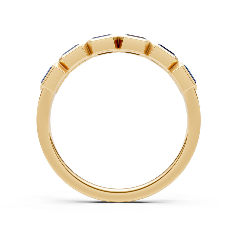 Emerald Cut Gemstone Minimalist Bezel Set Half Eternity Band