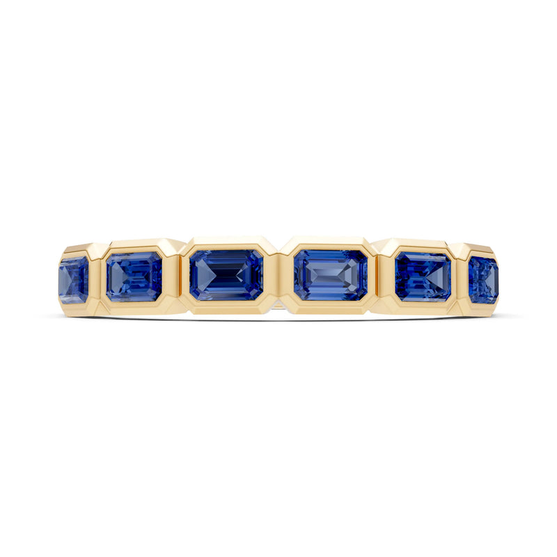 Emerald Cut Gemstone Minimalist Bezel Set Half Eternity Band