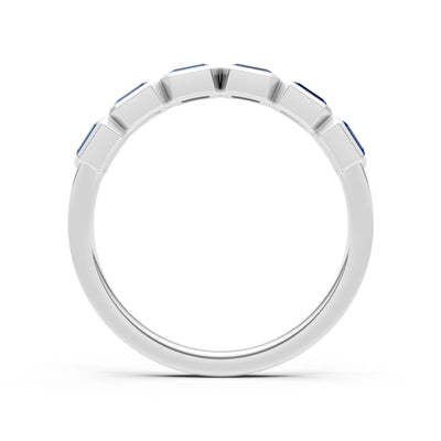Emerald Cut Gemstone Minimalist Bezel Set Half Eternity Band