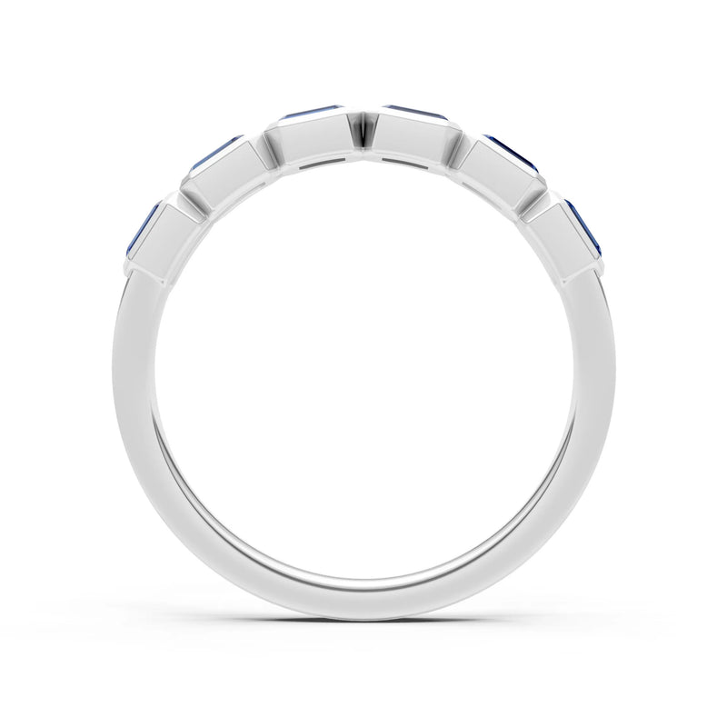Emerald Cut Gemstone Minimalist Bezel Set Half Eternity Band