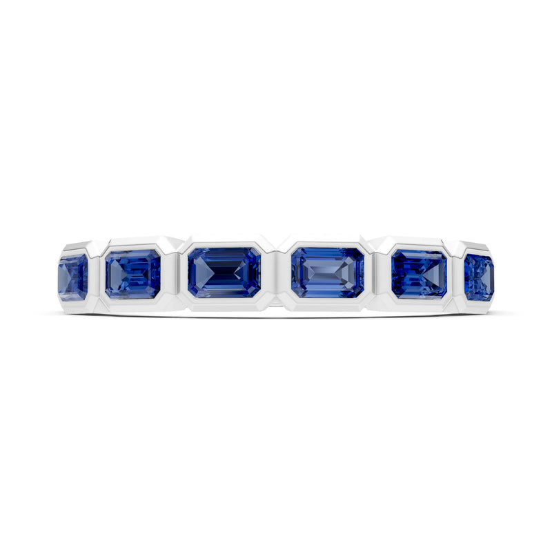 Emerald Cut Gemstone Minimalist Bezel Set Half Eternity Band