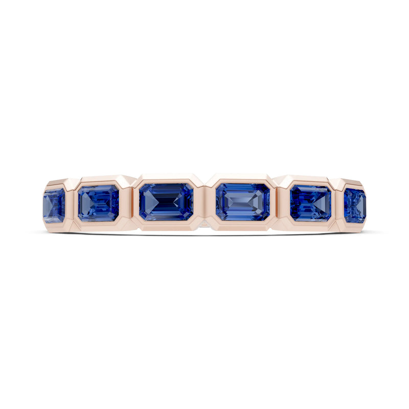 Emerald Cut Gemstone Minimalist Bezel Set Half Eternity Band