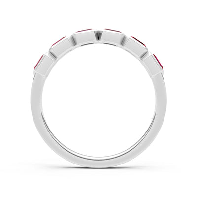 Emerald Cut Gemstone Minimalist Bezel Set Half Eternity Band
