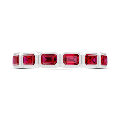 Emerald Cut Gemstone Minimalist Bezel Set Half Eternity Band