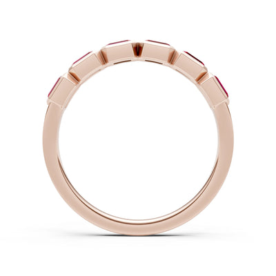 Emerald Cut Gemstone Minimalist Bezel Set Half Eternity Band