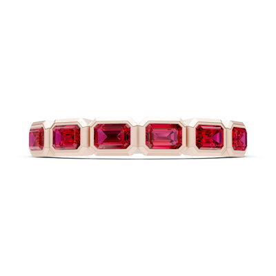 Emerald Cut Gemstone Minimalist Bezel Set Half Eternity Band