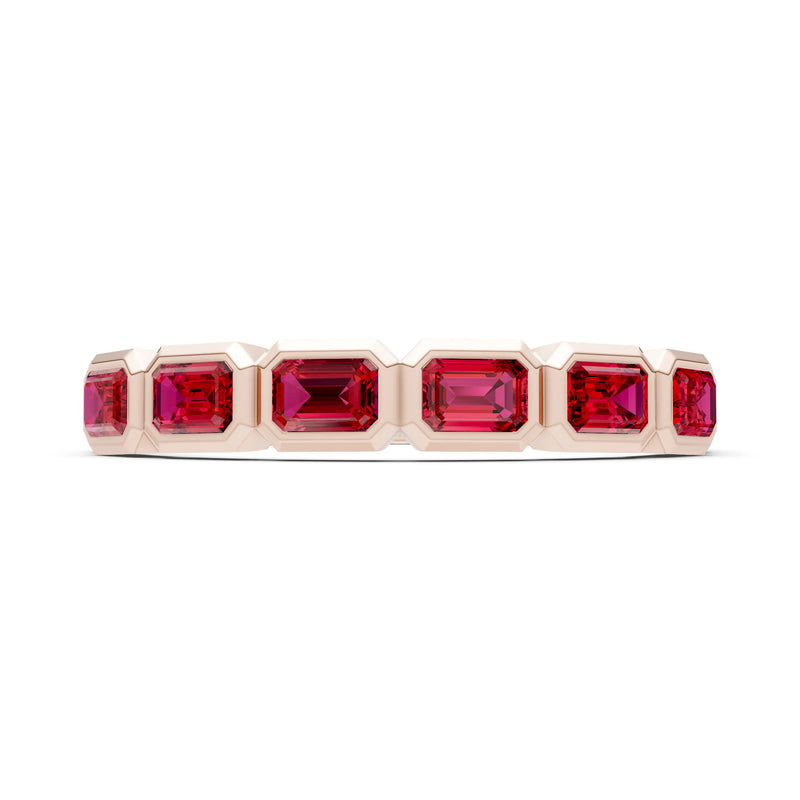 Emerald Cut Gemstone Minimalist Bezel Set Half Eternity Band