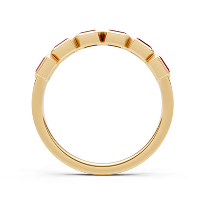 Emerald Cut Gemstone Minimalist Bezel Set Half Eternity Band