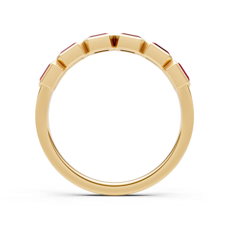 Emerald Cut Gemstone Minimalist Bezel Set Half Eternity Band