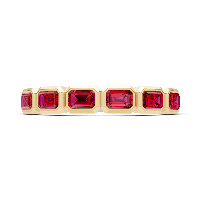 Emerald Cut Gemstone Minimalist Bezel Set Half Eternity Band