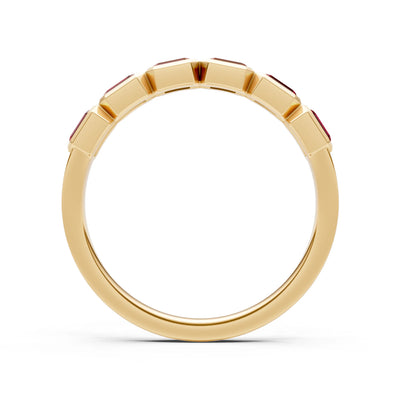 Emerald Cut Gemstone Minimalist Bezel Set Half Eternity Band