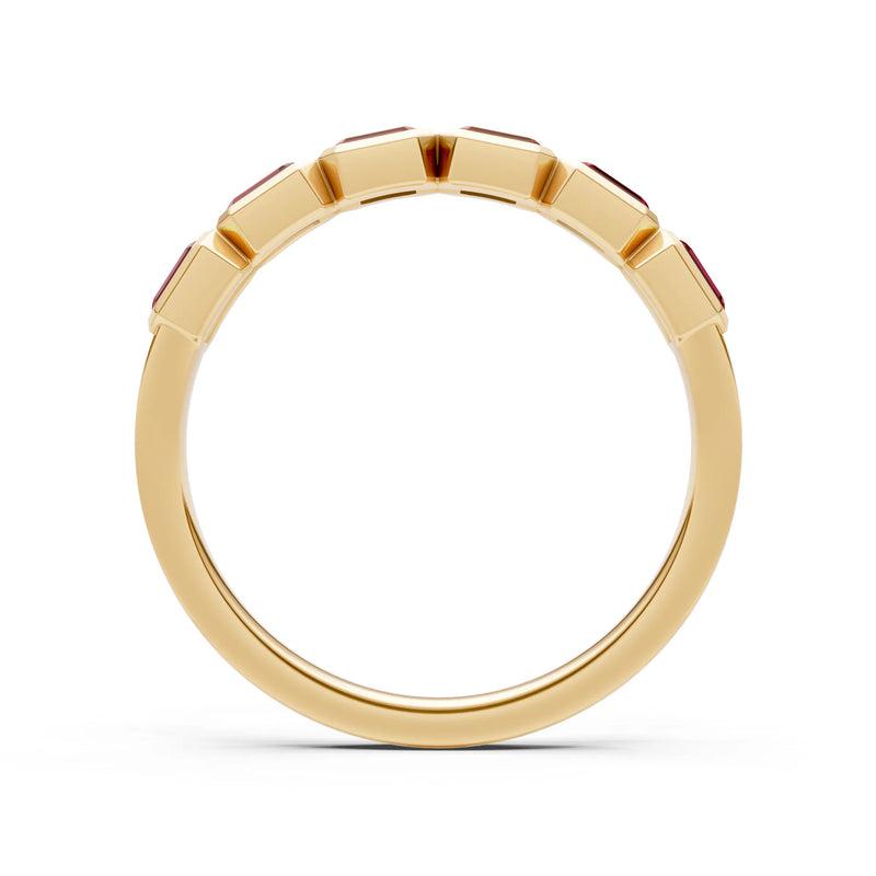 Emerald Cut Gemstone Minimalist Bezel Set Half Eternity Band