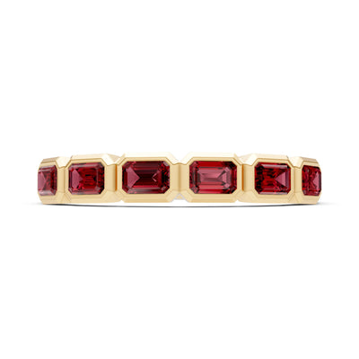Emerald Cut Gemstone Minimalist Bezel Set Half Eternity Band