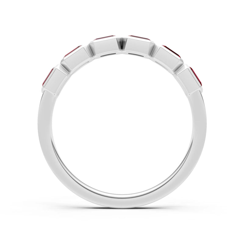 Emerald Cut Gemstone Minimalist Bezel Set Half Eternity Band