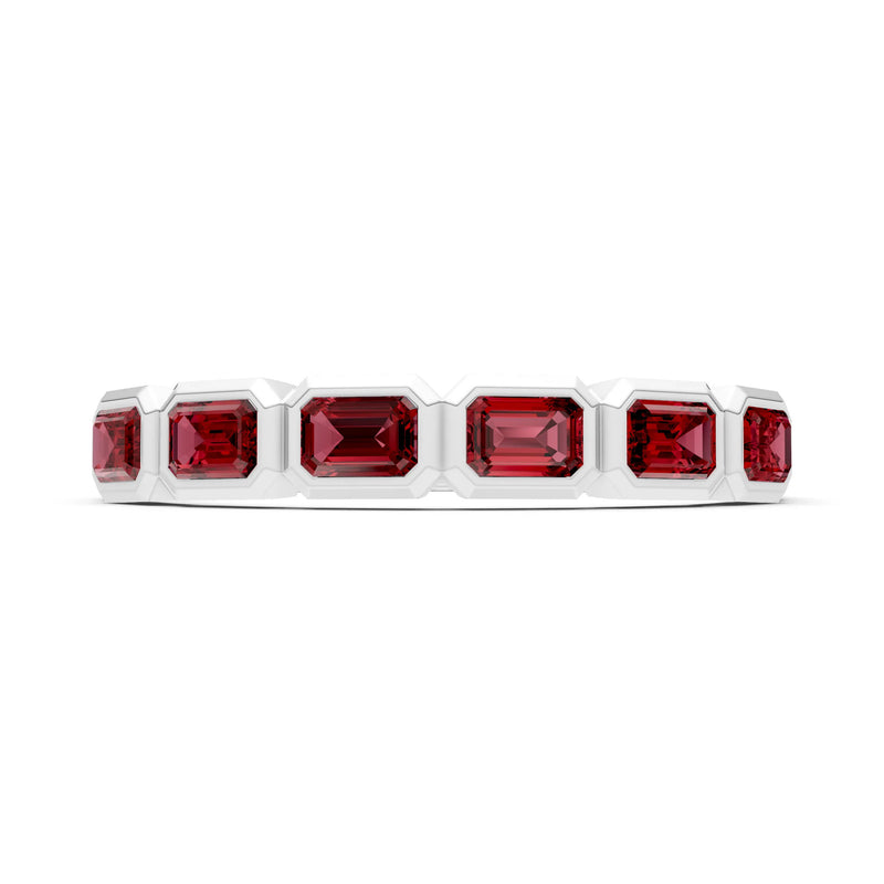 Emerald Cut Gemstone Minimalist Bezel Set Half Eternity Band